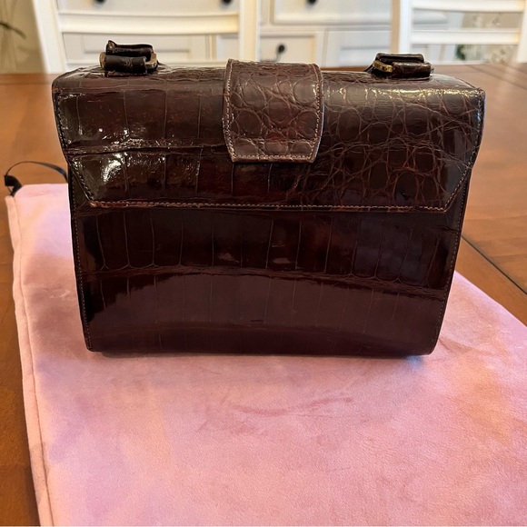 Vintage Crocodile Dark Brown Handbag - Professionally Restored - Picture 5 of 14